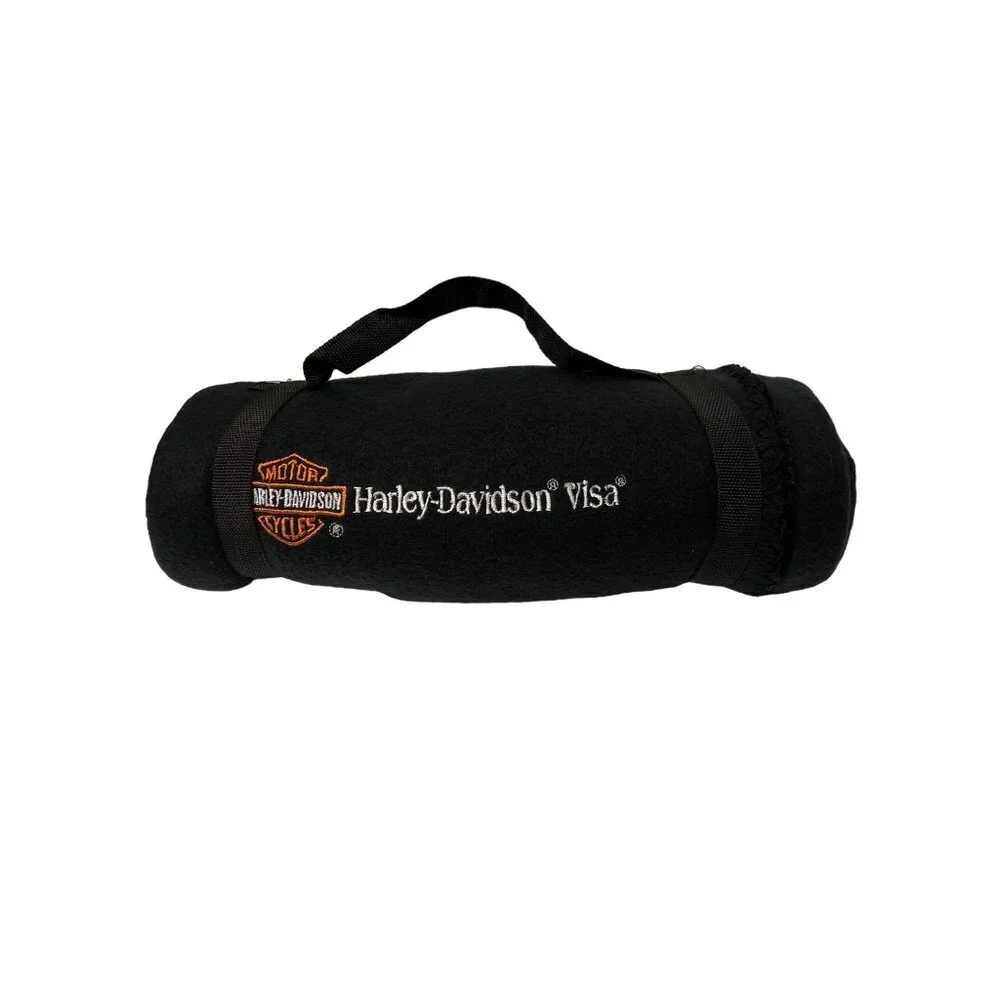 Harley Davidson Visa  Motorcycle Black Travel Roll Up Packable Blanket